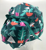 Green Tree Ponytail Scrub Hat
