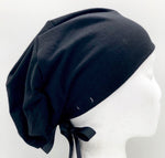 Black Jersey Ponytail Scrub Hat