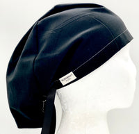 Black Satin Lined Ponytail Scrub Hat