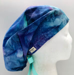 Tie Dye Satin Lined Ponytail Scrub Hat