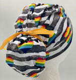 Striped Heart Ponytail Scrub Hat
