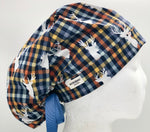 Deer Plaid Ponytail Scrub Hat