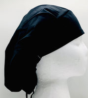 Black Satin Lined Bouffant Scrub Hat