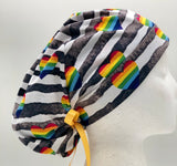Striped Heart Ponytail Scrub Hat