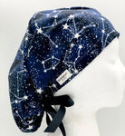 Constellations Glow Satin Lined Ponytail Scrub Hat