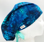 Sea Turtle Satin Lined Ponytail Scrub Hat