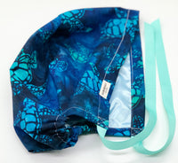 Sea Turtle Satin Lined Ponytail Scrub Hat