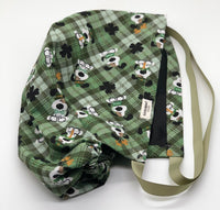 Green Plaid Satin Lined Ponytail Scrub