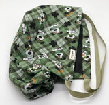 Green Plaid Satin Lined Ponytail Scrub