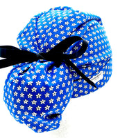 Blue Daisy Ponytail Scrub Hat