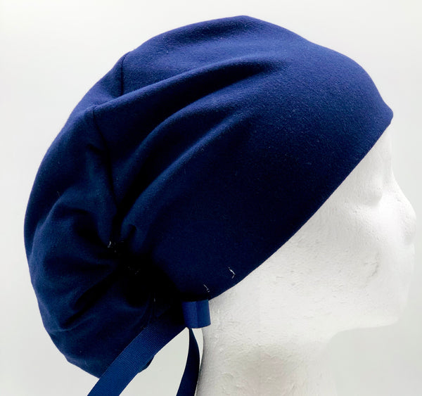 Navy Jersey Ponytail Scrub Hat