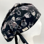 Owl Satin Lined Ponytail Scrub Hat