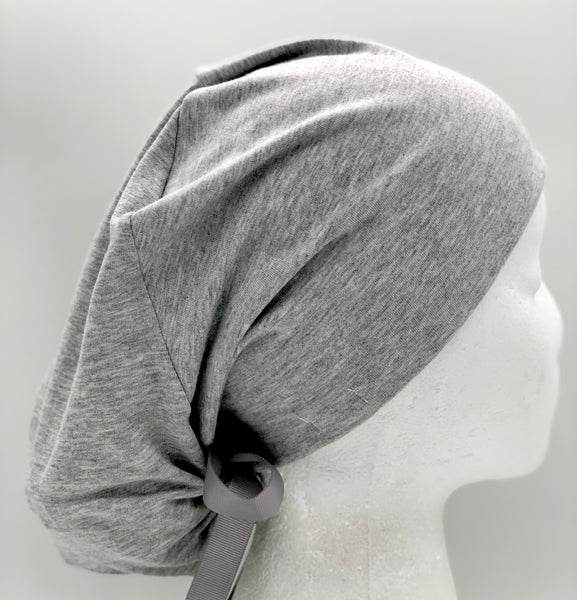 Light Grey Jersey Ponytail Scrub Hat