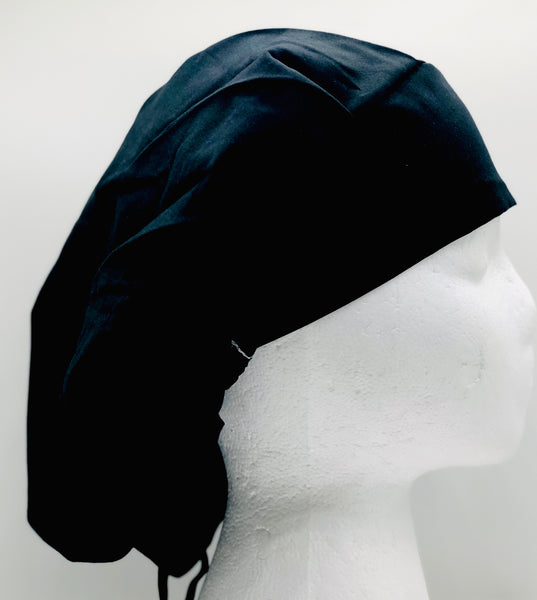 Black Bouffant Scrub Hat